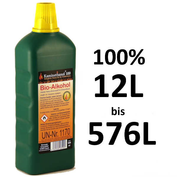 Bioethanol 100% in 1 Liter Flasche mit Kindersicherung