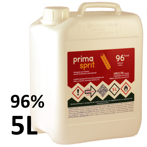 Primasprit versteuert 96% im 5 Liter Kanister