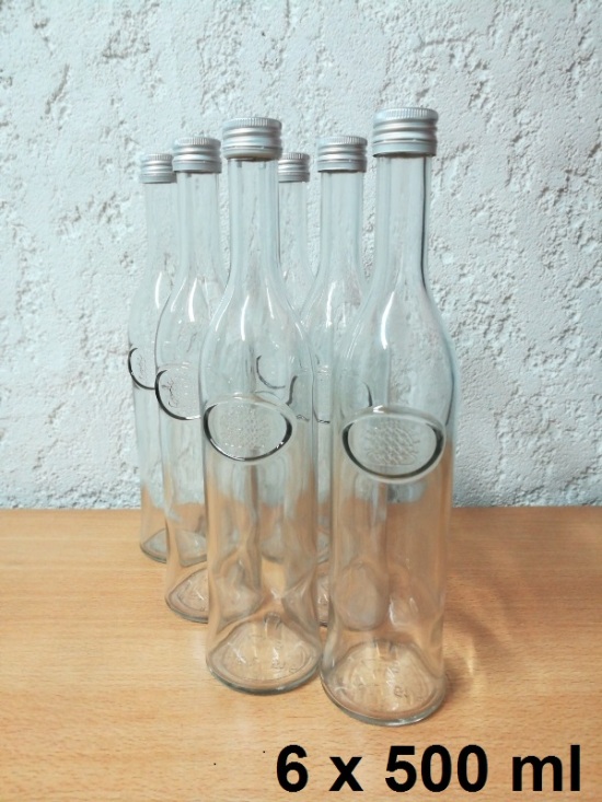Glasflasche 500 ml inkl. Schraubverschluss in verschiedenen Varianten